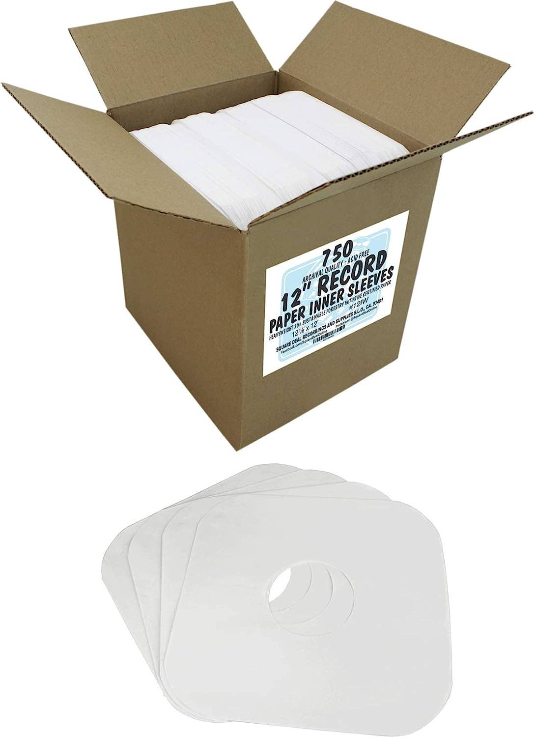 12” Paper Record Inner Sleeves - Archival Quality - Rounded