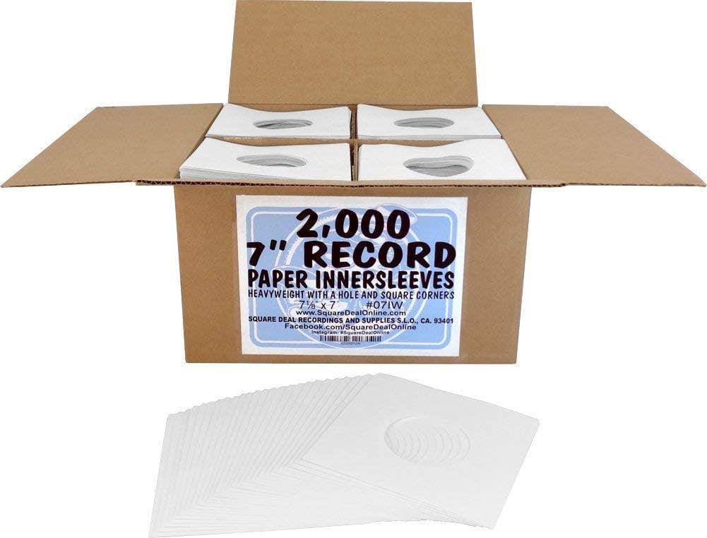 7" White Record Inner Sleeves - Heavyweight - With Hole
