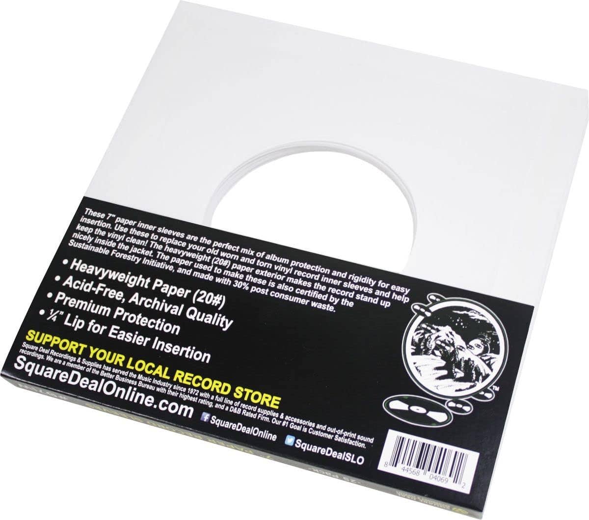 7" White Record Inner Sleeves - Heavyweight - With Hole