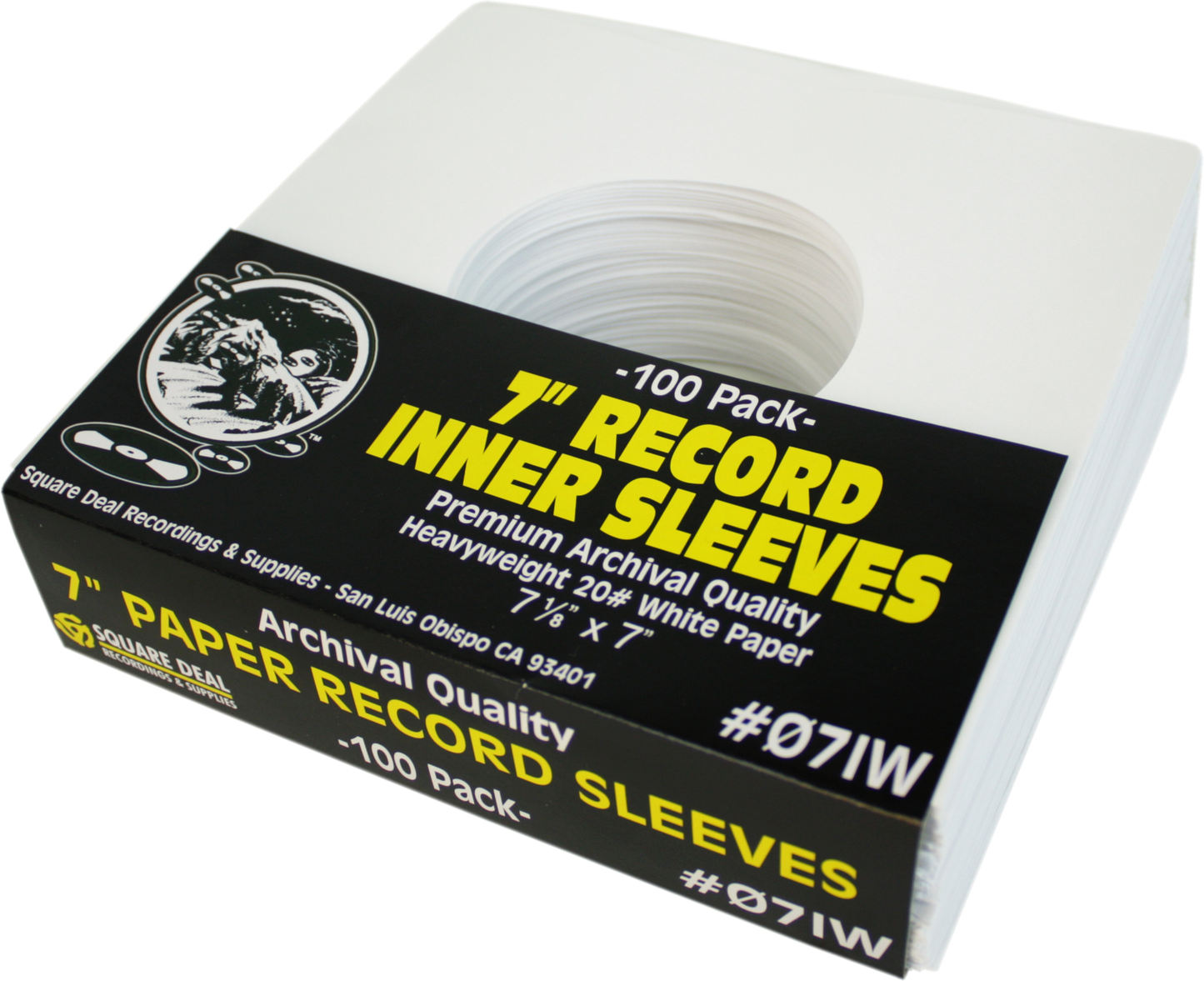 7" White Record Inner Sleeves - Heavyweight - With Hole