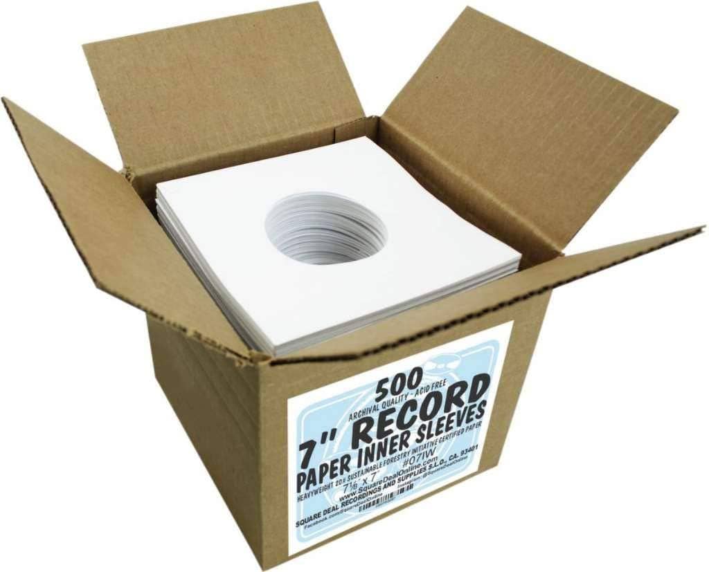 7" White Record Inner Sleeves - Heavyweight - With Hole
